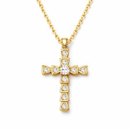 Ghetto Cross Gold18k Pendant CZ Chain Necklace