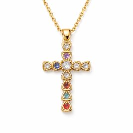 Ghetto Cross Gold18k Multicolor Pendant CZ Chain Necklace
