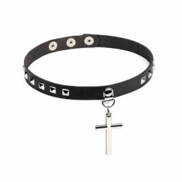 Ghetto Punk Leather Choker Голям кръст Бижута Висулка Колие