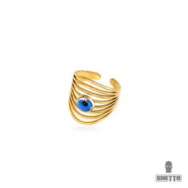 Ghetto Greek Eye Inel reglabil din oțel inoxidabil