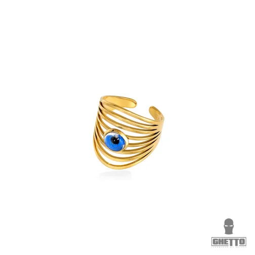 inel reglabil ghetto greek eye din oțel inoxidabil