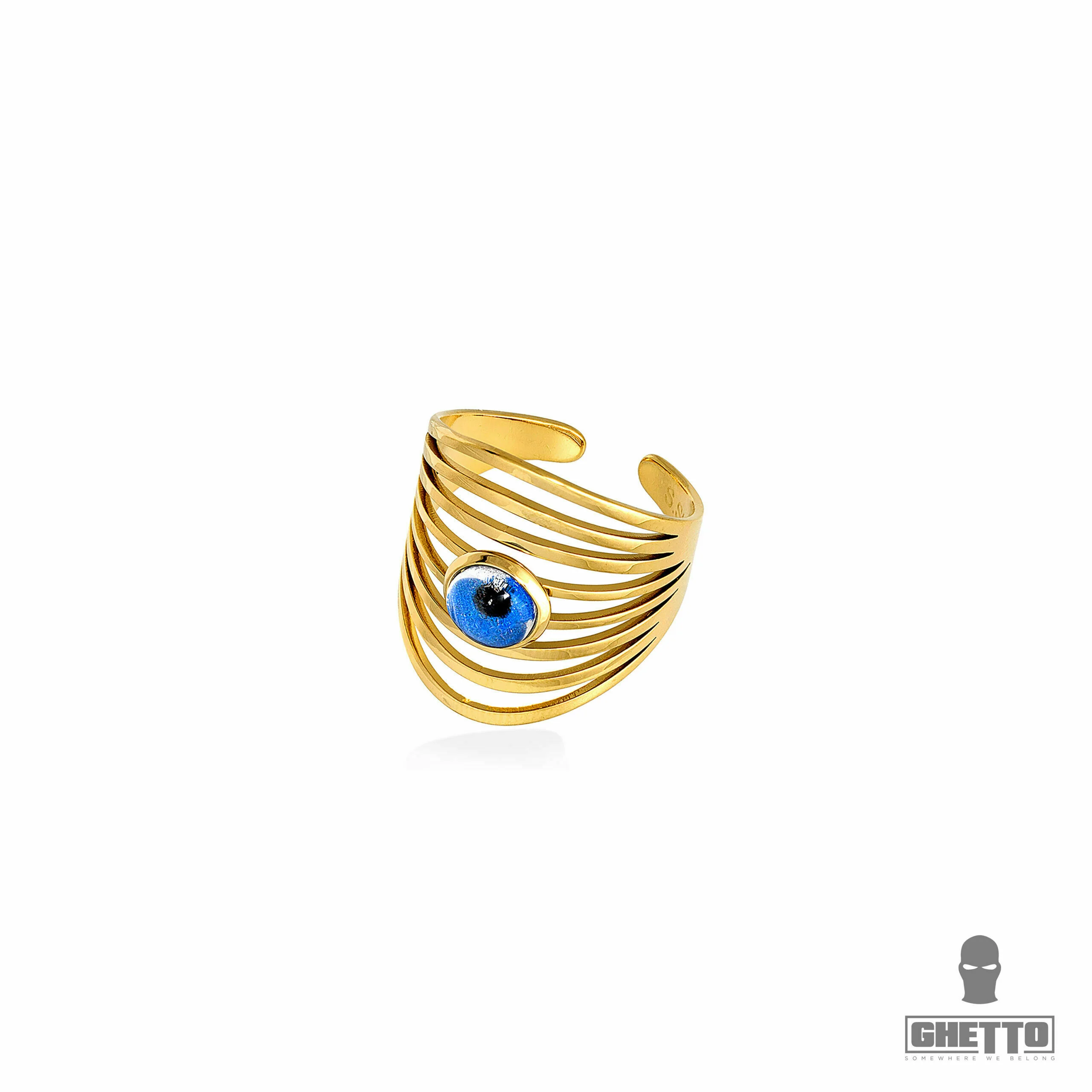 inel reglabil ghetto greek eye din oțel inoxidabil