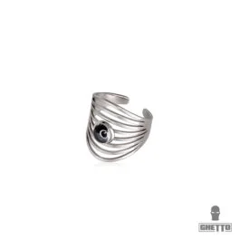 Ghetto Greek Eye Inel reglabil din oțel inoxidabil
