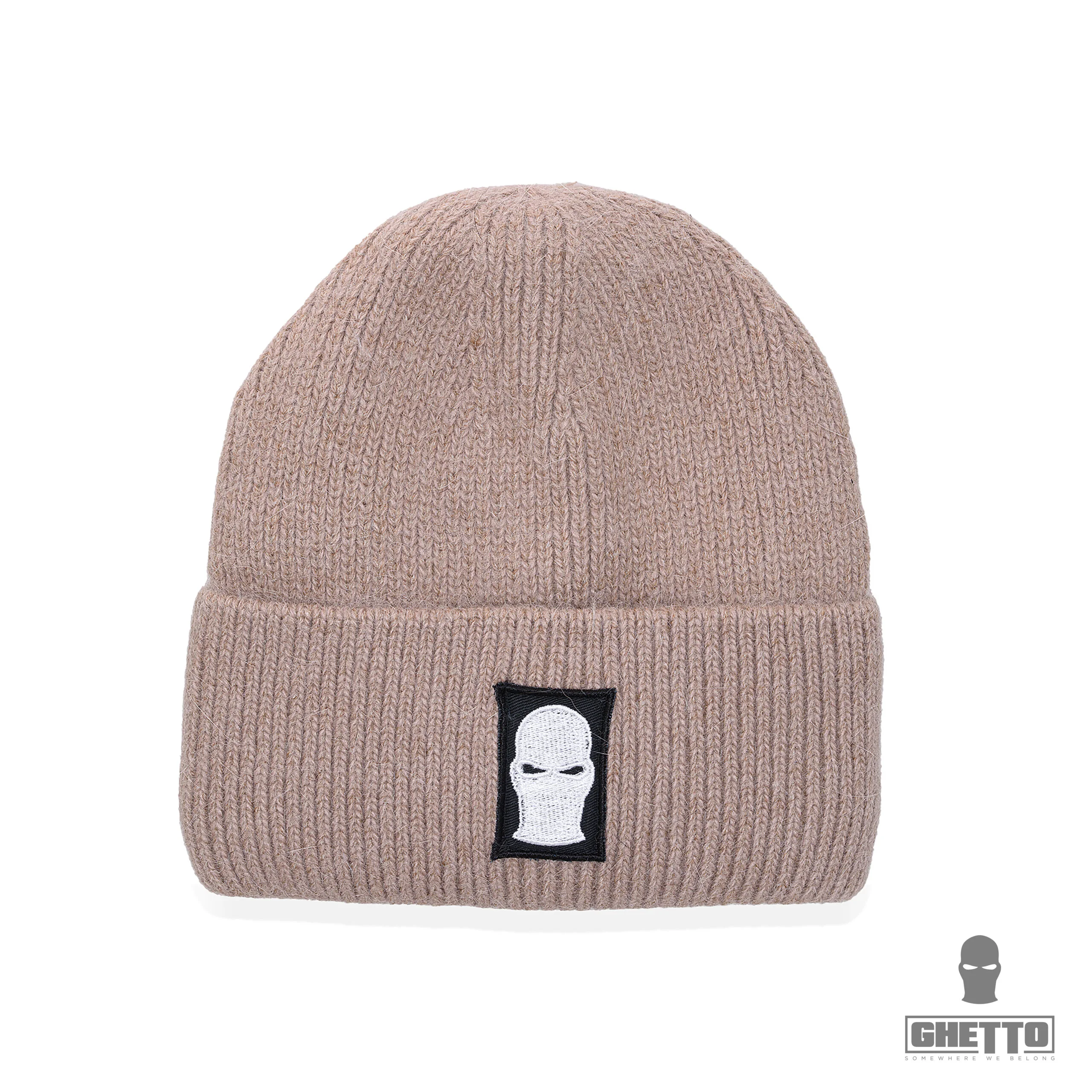 ghetto embroidery logo mask warm winter beanie