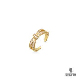 Ghetto New Design Open Cross Diamond Inel din aur de 18k