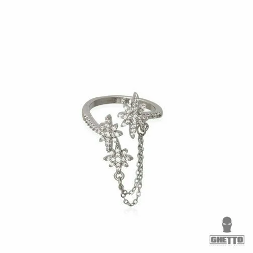 ghetto new design elegant stars chain stainless steel adjustable ring for women