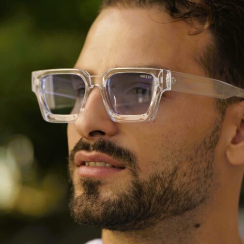ghetto square luxury retro sunglasses clear/blue frame unisex