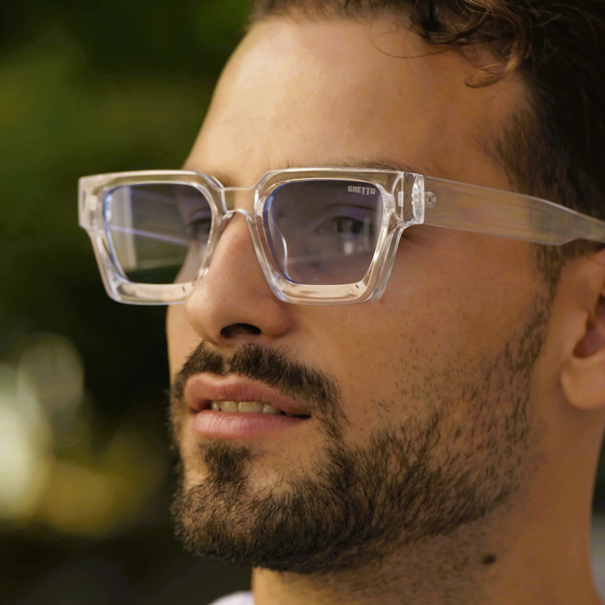 ghetto pătrat lux retro ochelari de soare clar / albastru cadru unisex