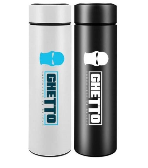 Thermos with temperature display, stainless steel smart water bottle with filter injector 500ml