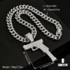 ghetto hip hop ice out cz alloy 13mm cuban link chain gun pendant