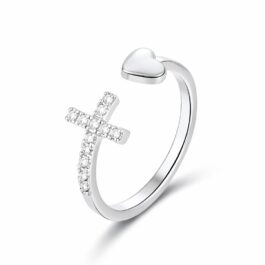 Ghetto Open Cross Heart Stainless Steel Ring
