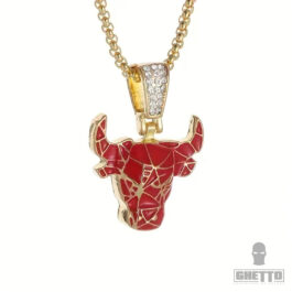 Ghetto Red Bull Head Hip Hop Pendant Necklace