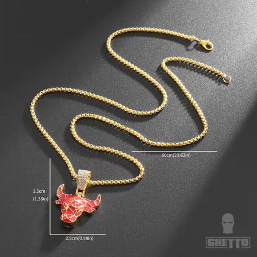 ghetto red bull head hip hop pendant necklace