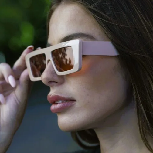 ghetto small square sunglasses beige frame for women
