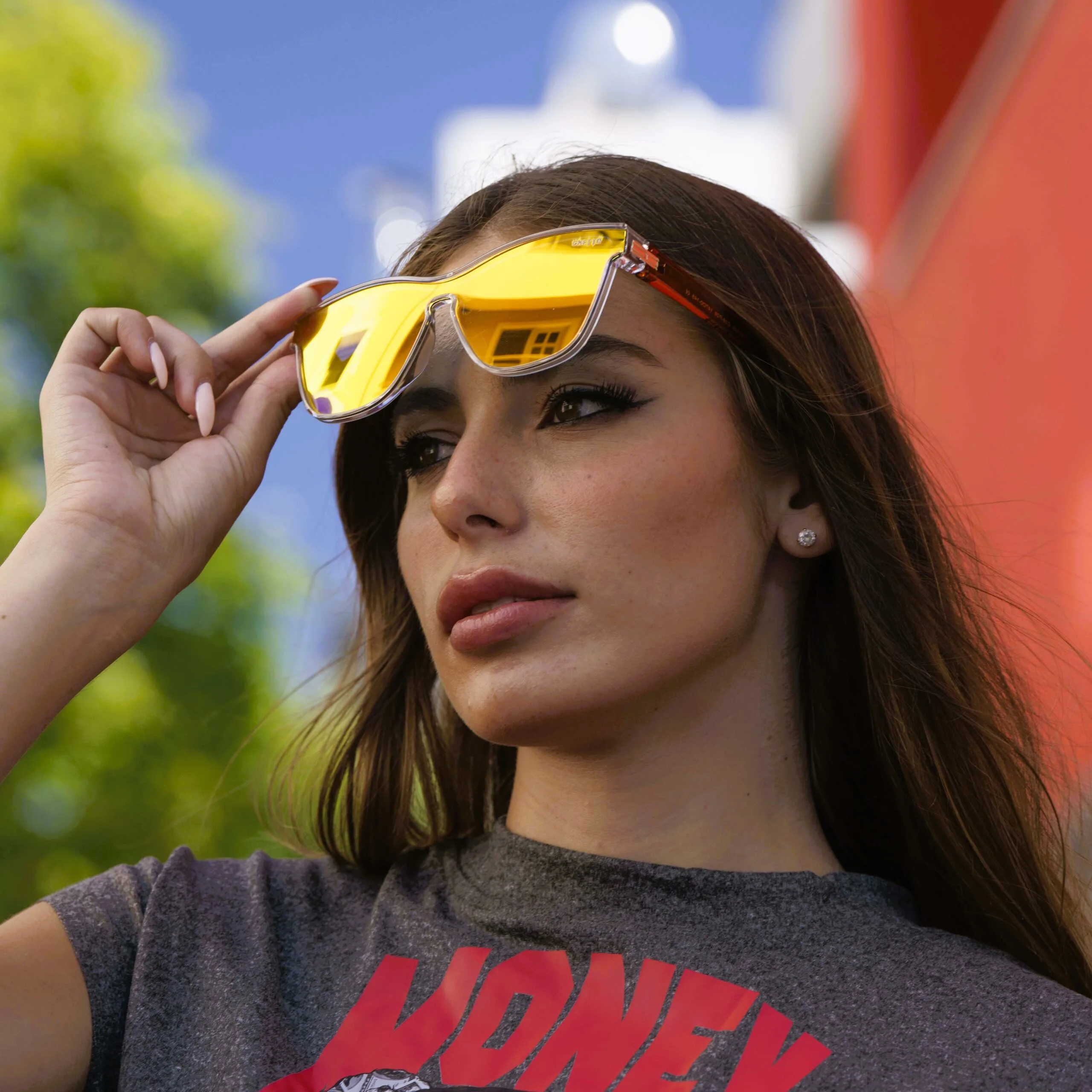 ghetto cat eye sunglasses clearorange frame for women