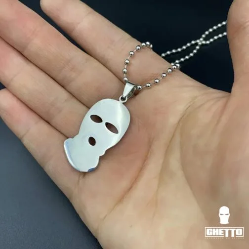 ghetto hip hop necklace balaclava pendant stainless steel