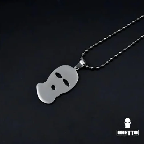 ghetto hip hop necklace balaclava pendant stainless steel