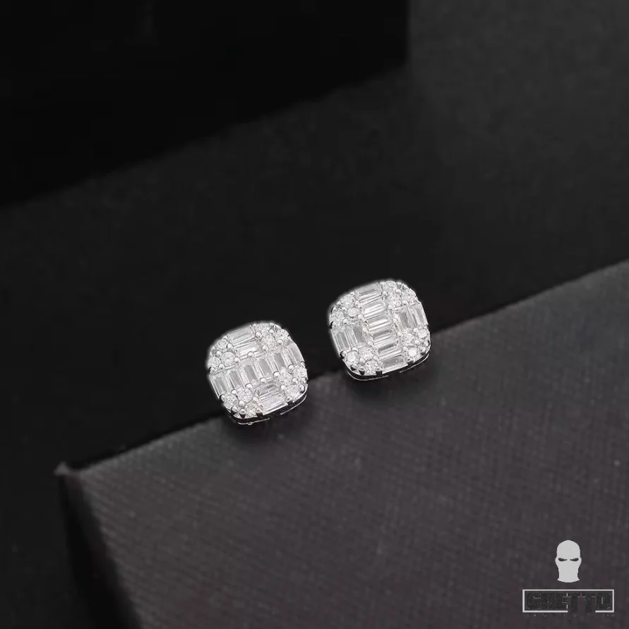 ghetto nou 2024 hip hop pătrat cercei iced out