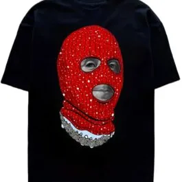 Ghetto Black T-shirt Balaclava Stamp Hip Hop Streetwear