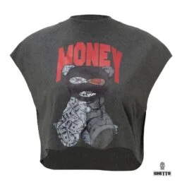 Ghetto Bear Money Mask Crop Top For Women's