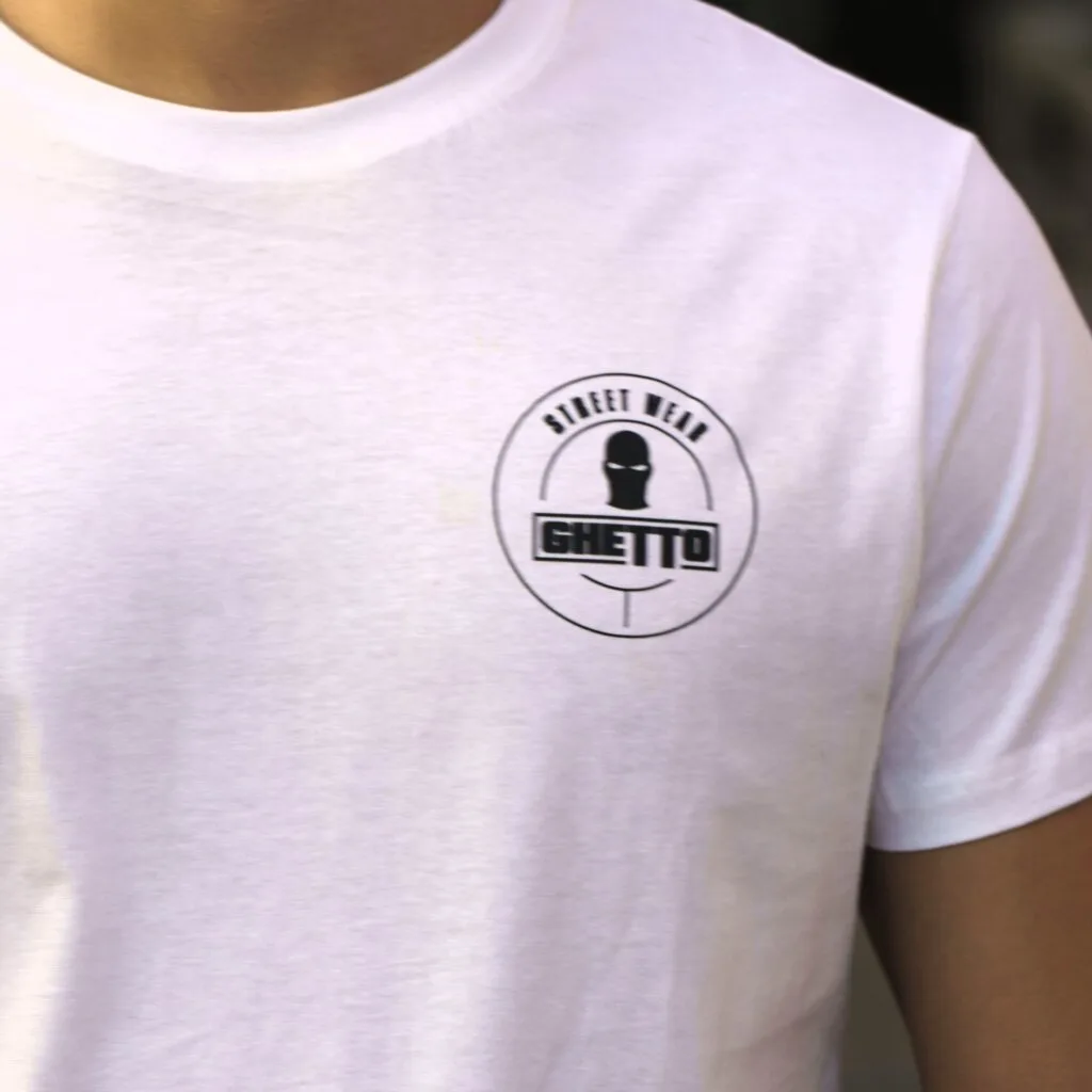 ghetto white t shirt street wear logo unisex