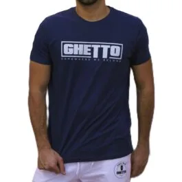 Ghetto Navy Blue T-Shirt White Logo “Somewhere We Belong” | Unisex