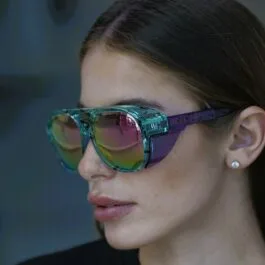Ghetto Viper Pit G Sport Round Sunglasses Purple/Green MultiColor Frame