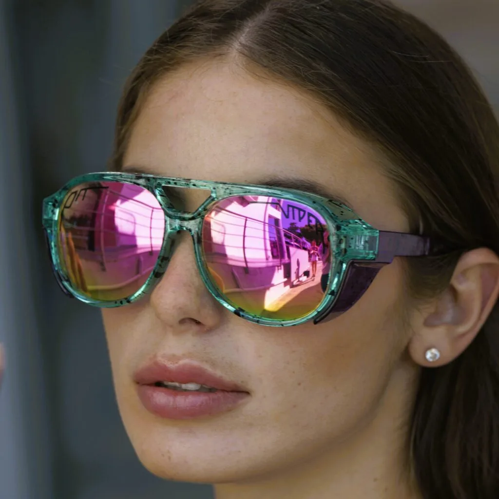 ghetto viper pit g sport round sunglasses purple/green multicolor frame
