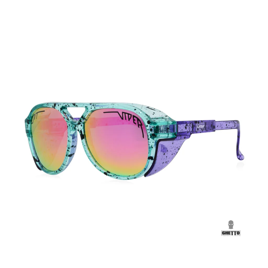 ghetto viper pit g sport round sunglasses purple/green multicolor frame