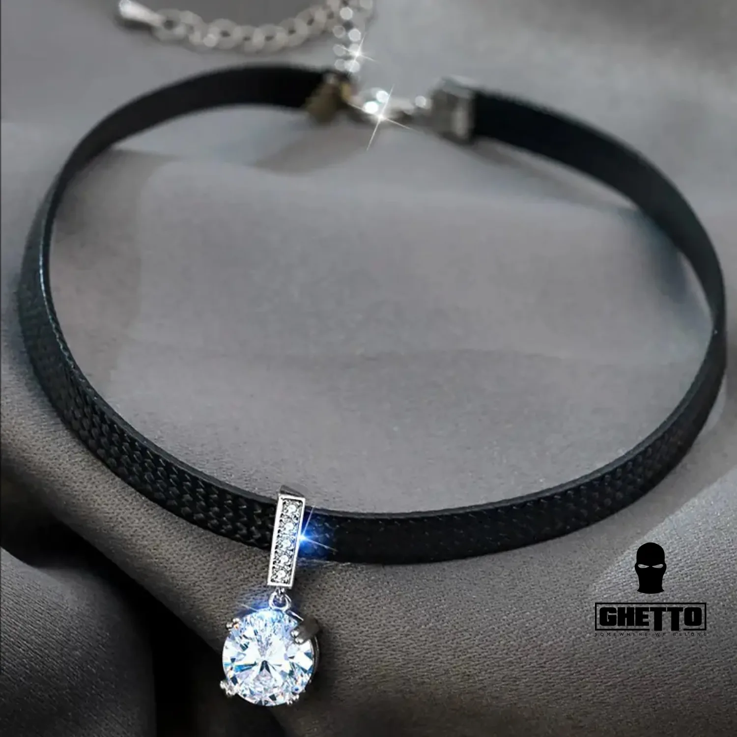 ghetto choker piele mare piatra bijuterii dimensiune reglabilă