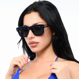 Ghetto Square Retro Luxury Sunglasses LeopardBlue Frame Unisex