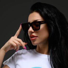Ghetto Square Ochelari de soare de lux din carapace de broască țestoasă/Tea Frame Unisex