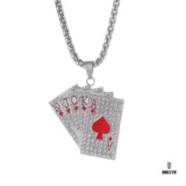 Ghetto Hip Hop Iced Trappola Cards Pendant Necklace