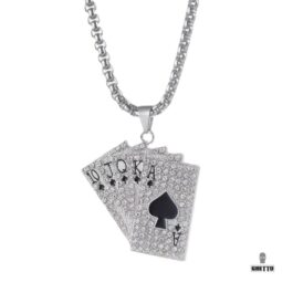 Ghetto Hip Hop Iced Trappola Cards Pendant Necklace