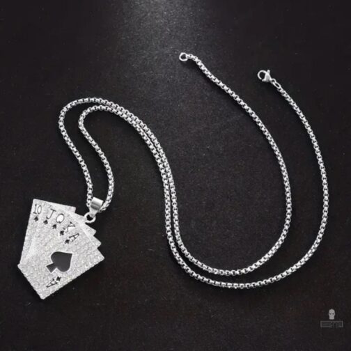 ghetto hip hop iced trappola cards pendant necklace