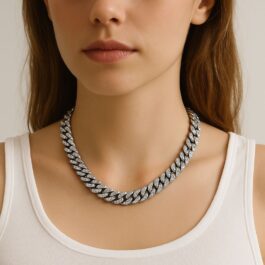 Ghetto Silver Cuban Chain Zircon | Stainless Steel Necklace