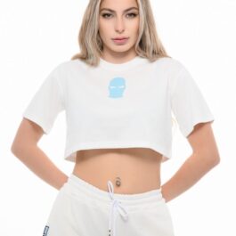 Ghetto Mask Crop Top T-Shirt White | Women’s Streetwear Crop