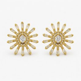 Ghetto Sunburst Stud Earrings Gold Plated in Stainless Steel
