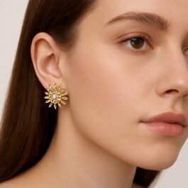 Ghetto Sunburst Stud Earrings Gold Plated in Stainless Steel