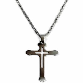 Ghetto Men’s Stainless Steel Cross Necklace | Silver Finish