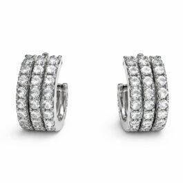 Ghetto Silver Triple Hoop Crystal Earrings | Stainless Steel Sparkling Mini Hoops