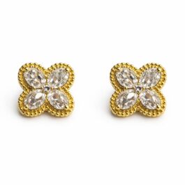 Ghetto Gold Crystal Flower Stud Earrings | Stainless Steel
