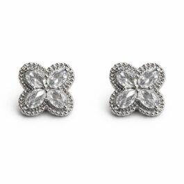 Ghetto Silver Crystal Flower Stud Earrings | Stainless Steel