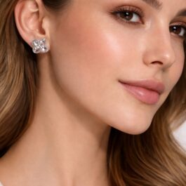 Ghetto Silver Crystal Flower Stud Earrings | Stainless Steel