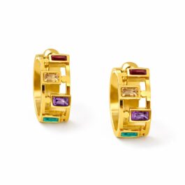 Ghetto Gold Stainless Steel Multicolor Hoop Earrings | Modern Crystal Hoops