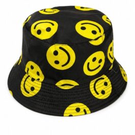 Ghetto Smiley Bucket Hat Black Yellow – Adult Size | Polyester / Cotton