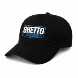 GHETTO GREECE Black Baseball Cap – Adjustable Adult Size