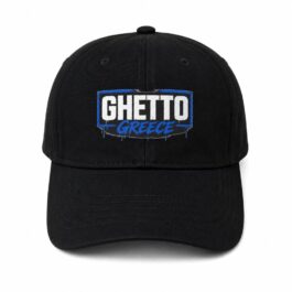 GHETTO GREECE Black Baseball Cap – Adjustable Adult Size