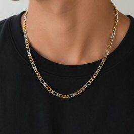 Ghetto Two-Tone Figaro Chain Necklace – 50cm