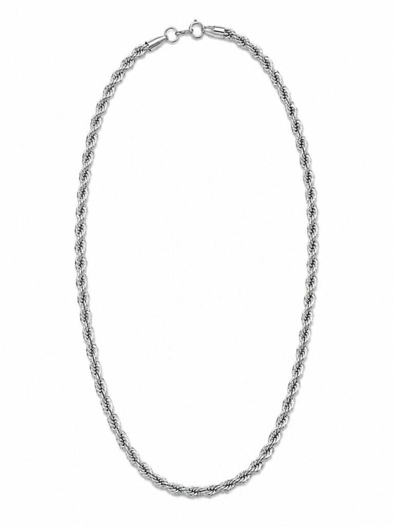 Silver Rope Chain Necklace – 50cm